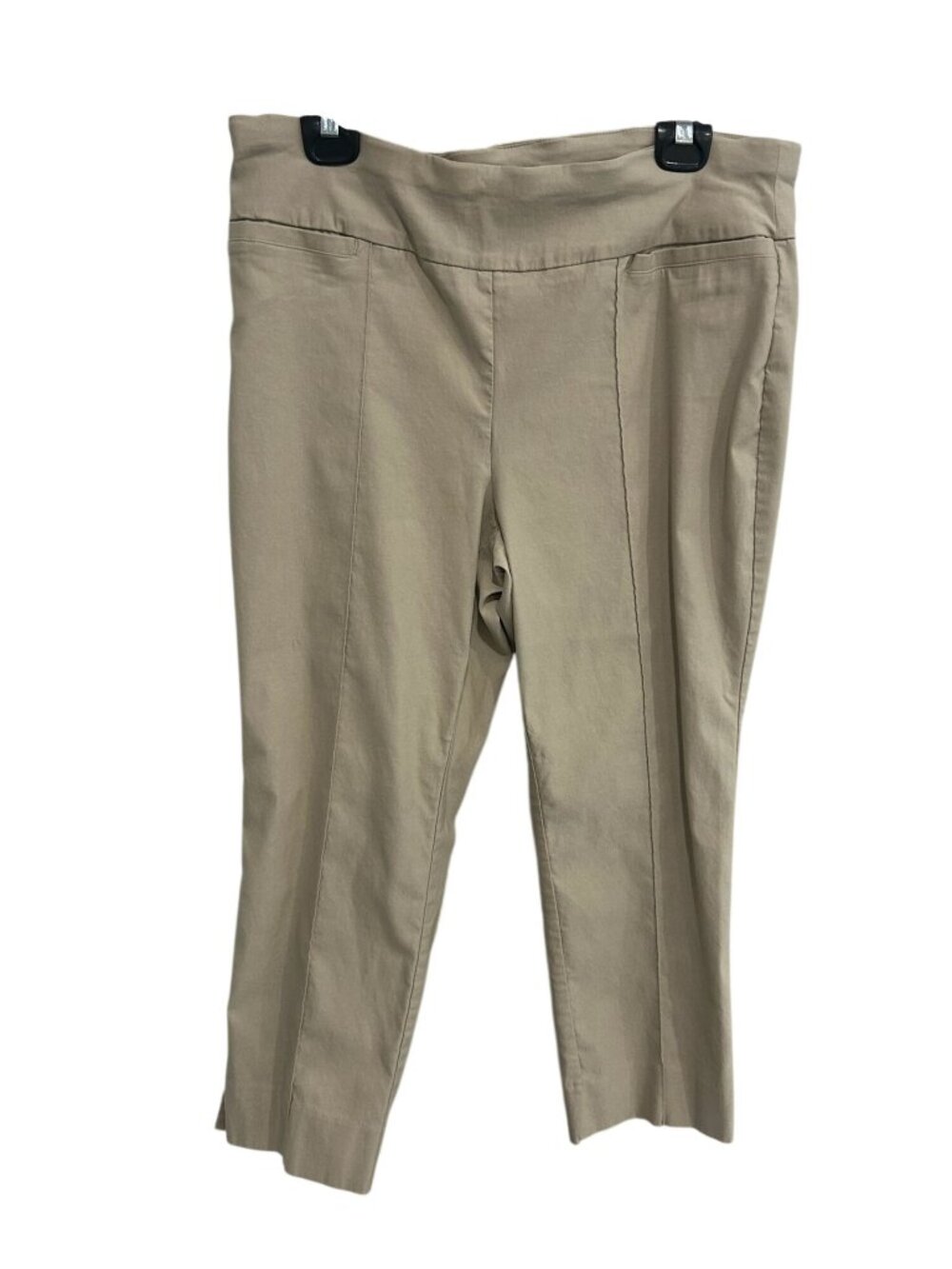 Cooper & Ella Beige Cropped Pants Welt Pockets Cotton Blend Minimalist Safari